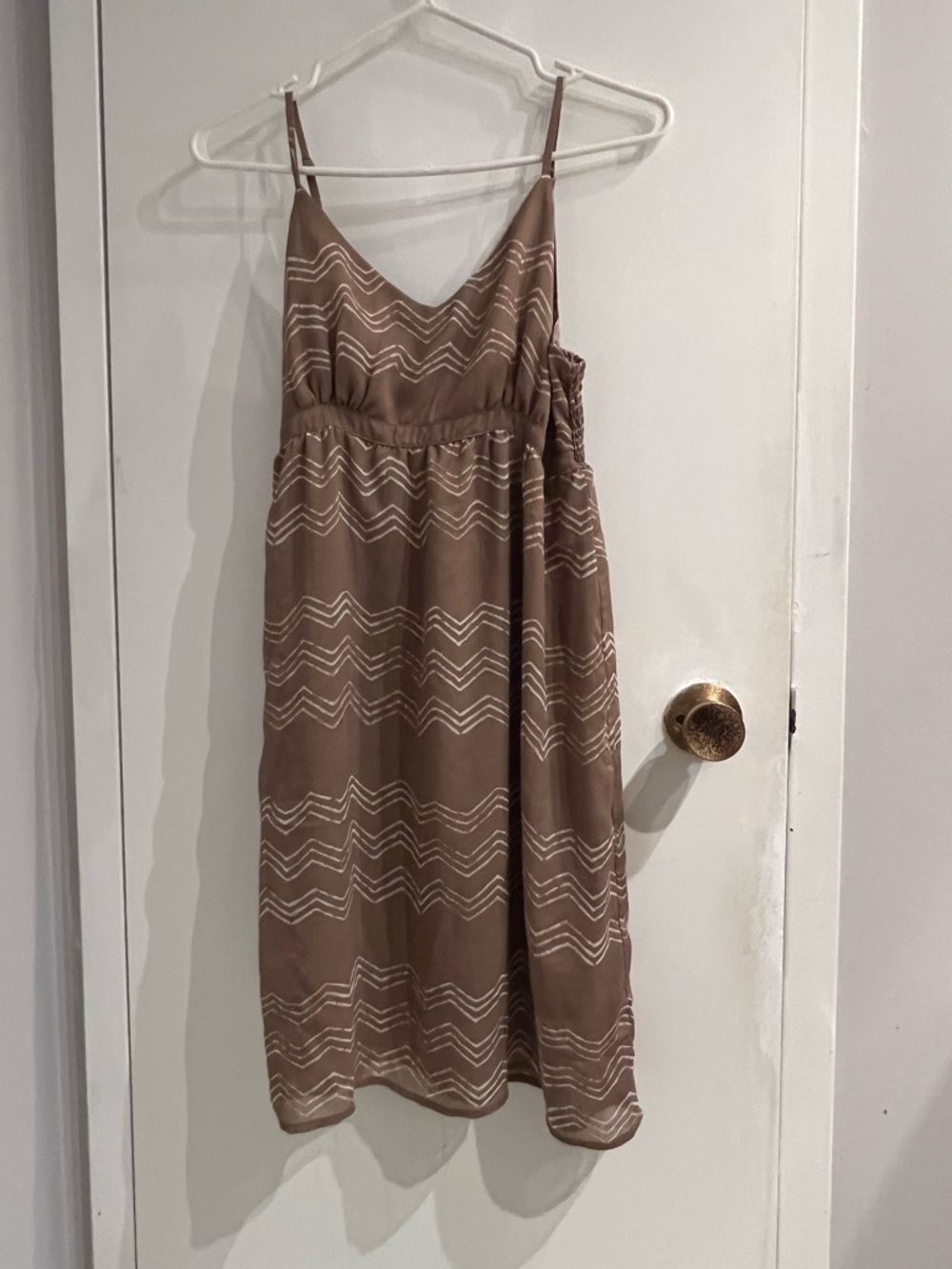 Old Navy Brown Chevron Midi Slip Dress